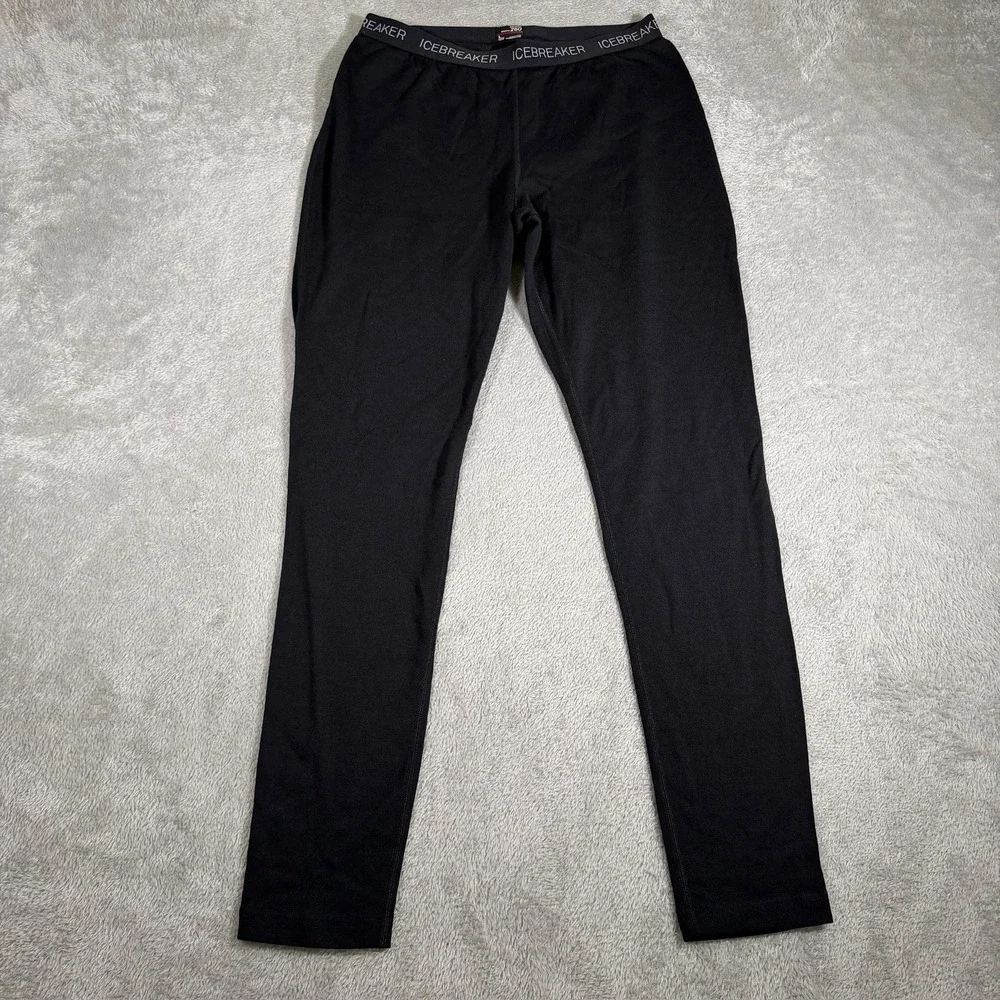 Icebreaker Merino 260 Leggings Womens Large Black Bodyfit Base Layer Thermal - Picture 1 of 10